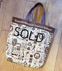 デッドストック【ビンテージ】【Book of the Month club】【生成りxブラウン】マチ付き【トートバッグ】 