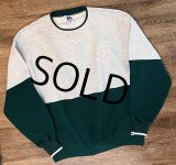 ほぼ未使用 90's~【USA製】【RUSSELL】ラッセル 【ビンテージ】【グレー×緑】切替【無地】【前V】スウェット【サイズXXL】 