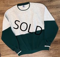 ほぼ未使用 90's~【USA製】【RUSSELL】ラッセル 【ビンテージ】【グレー×緑】切替【無地】【前V】スウェット【サイズXXL】 