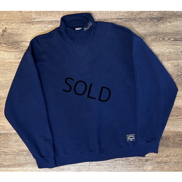 画像1: 90's【USA製】【ビンテージ】【RUSSELL】ラッセル【紺】【Bucks】首元刺繍【タートルネックスウェット】【サイズＬ】 