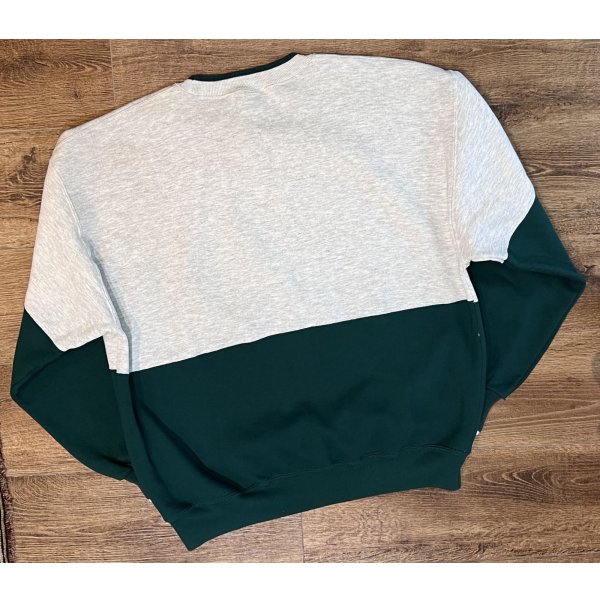 画像3: ほぼ未使用 90's~【USA製】【RUSSELL】ラッセル 【ビンテージ】【グレー×緑】切替【無地】【前V】スウェット【サイズXXL】 