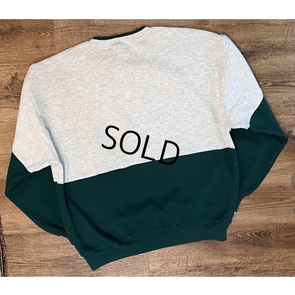 画像3: ほぼ未使用 90's~【USA製】【RUSSELL】ラッセル 【ビンテージ】【グレー×緑】切替【無地】【前V】スウェット【サイズXXL】 