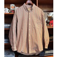 90’ｓ〜【ビンテージ】【エディーバウアー】【白ｘ赤ｘ黒】チェック柄【コットンボタンダウンシャツ】【サイズM】 