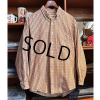 90’ｓ〜【ビンテージ】【エディーバウアー】【白ｘ赤ｘ黒】チェック柄【コットンボタンダウンシャツ】【サイズM】 