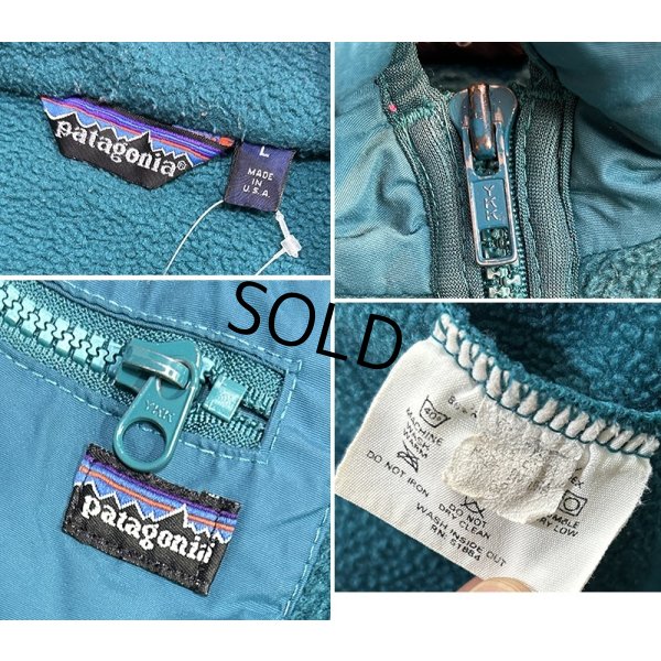 画像2: 80's USA製【パタゴニア】patagonia【ターコイズグリーン】フルジップ フリースジャケット【サイズL】 