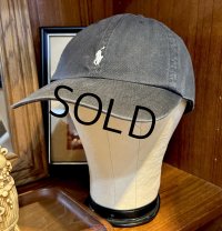 POLO RALPH LAUREN【ポロラルフローレン】ビンテージ【黒】レザーアジャスター ロゴキャップ【ベースボールキャップ】【サイズフリー】 