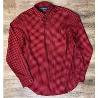 程度良好!!【ラルフローレン】【POLO ralph lauren】【クラシックフィット】【赤×黒チェック】ボタンダウン【BDシャツ】【サイズＭ】 