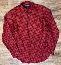 程度良好!!【ラルフローレン】【POLO ralph lauren】【クラシックフィット】【赤×黒チェック】ボタンダウン【BDシャツ】【サイズＭ】 