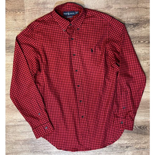 画像1: 程度良好!!【ラルフローレン】【POLO ralph lauren】【クラシックフィット】【赤×黒チェック】ボタンダウン【BDシャツ】【サイズＭ】 