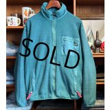80's USA製【パタゴニア】patagonia【ターコイズグリーン】フルジップ フリースジャケット【サイズL】 