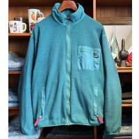 80's USA製【パタゴニア】patagonia【ターコイズグリーン】フルジップ フリースジャケット【サイズL】 