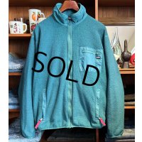 80's USA製【パタゴニア】patagonia【ターコイズグリーン】フルジップ フリースジャケット【サイズL】 