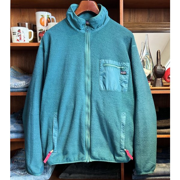 画像1: 80's USA製【パタゴニア】patagonia【ターコイズグリーン】フルジップ フリースジャケット【サイズL】 