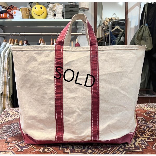 画像1: 70's【ビンテージ】L.L.bean【L.L.ビーン】【白×赤】【筆記体】サイドタグ【キャンバス】【トートバッグ】ビーントート 