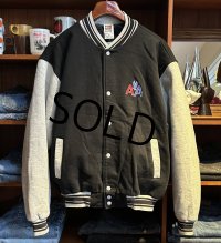 【ビンテージ】FRUIT OF THE LOOM【フルーツオブザルーム】【黒ｘグレー】【スウェットスタジャン】【サイズXL】 