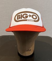 【ビンテージ】【BIG OSTEAKS】【オレンジ×白】【メッシュキャップ】【トラッカーキャップ】【キャップ】サイズフリー 
