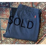 90's【ラルフローレン】POLO RALPH LAUREN【PERSTON PANT】【ネイビー】ノータックコットンパンツ【コットンパンツ】【34ｘ34】 