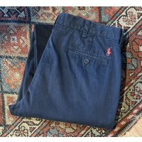 90's【ラルフローレン】POLO RALPH LAUREN【PERSTON PANT】【ネイビー】ノータックコットンパンツ【コットンパンツ】【34ｘ34】 