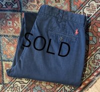 90's【ラルフローレン】POLO RALPH LAUREN【PERSTON PANT】【ネイビー】ノータックコットンパンツ【コットンパンツ】【34ｘ34】 