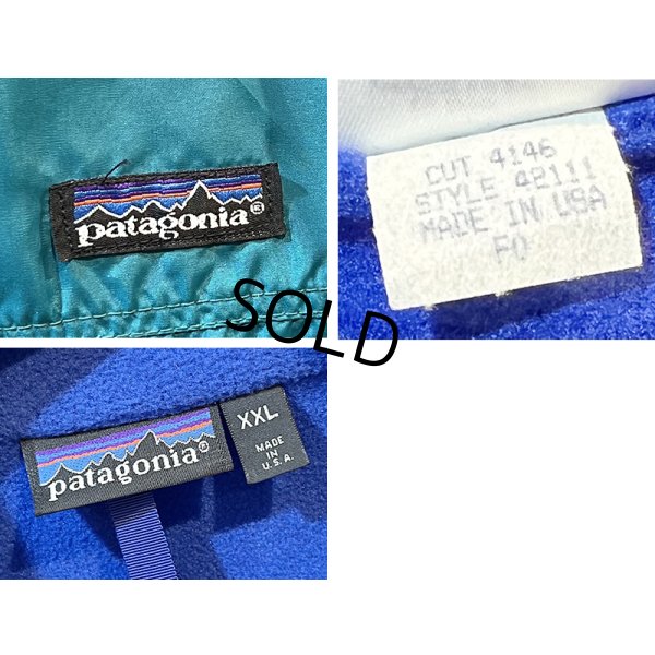 画像2: 程度良好 00's USA製【パタゴニア】patagonia ナイロン【シェルドシンチラジャケット 】【エメラルド×青】【裏フリースブルゾン】【サイズXXL】 