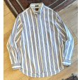 画像1:  ビンテージ【BOTON TRADERS】ボストントレーダーズ【白ｘ青ｘ黄色】ストライプ【コットン】ボタンダウンシャツ  サイズＬ<br> (1)