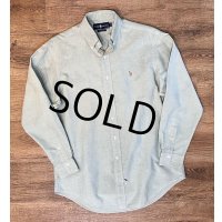90’s【ビンテージ】【RALPH LAUREN】【ラルフローレン】【薄緑】コットン【ボタンダウンシャツ】【サイズ15 1/2-33】 