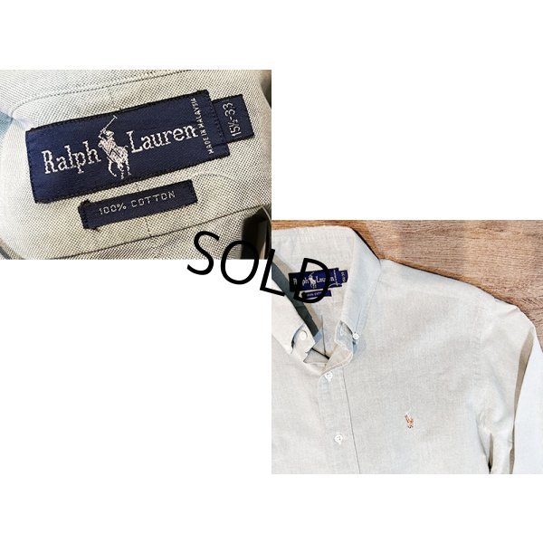 画像2: 90’s【ビンテージ】【RALPH LAUREN】【ラルフローレン】【薄緑】コットン【ボタンダウンシャツ】【サイズ15 1/2-33】 