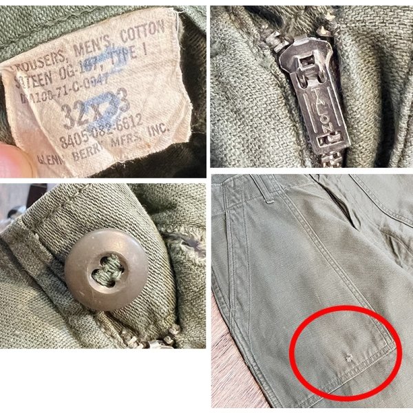 画像2: 【70's】【米軍実物】【ビンテージ】【U.S.ARMY】OG107【UFOボタン】Wステッチ【ボタンフライ】【ベイカーパンツ】【ユーティリティパンツ】【32x33】