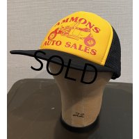 程度良好!! 80's~【ビンテージ】【AMMONS AUTO SALES】自動車【黒×黄色】【メッシュキャップ】【トラッカーキャップ】【キャップ】サイズフリー 