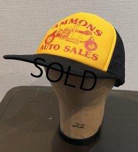 程度良好!! 80's~【ビンテージ】【AMMONS AUTO SALES】自動車【黒×黄色】【メッシュキャップ】【トラッカーキャップ】【キャップ】サイズフリー 