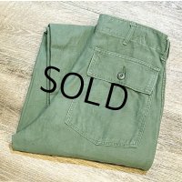 70's【米軍実物】【ビンテージ】【ベイカーパンツ】UFOボタン Wステッチ OG107【ユーティリティパンツ】【32×33】 