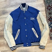 【90's〜】【ビンテージ】【IBM】ナイロンｘヌバック 切り返し【紺ｘベージュ】【スタジャン】【サイズL程度】 