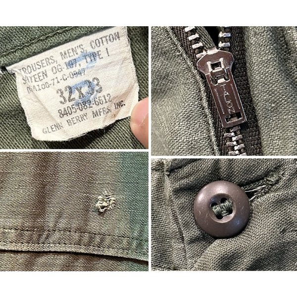 画像3: 70's【米軍実物】【ビンテージ】【ベイカーパンツ】UFOボタン Wステッチ OG107【ユーティリティパンツ】【32×33】 