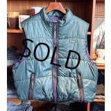 80's【ビンテージ】【L.L.bean】【L.L.ビーン】モスグリーンｘ紫 プリマロフト【ダウンベスト】【サイズＭ程度】 