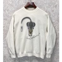 90's【USA製】ビンテージ【LEE】【リー】【生成り】【猫】ねこ【Curiosity Enlightened The Cat】【スウェット】【サイズM】 