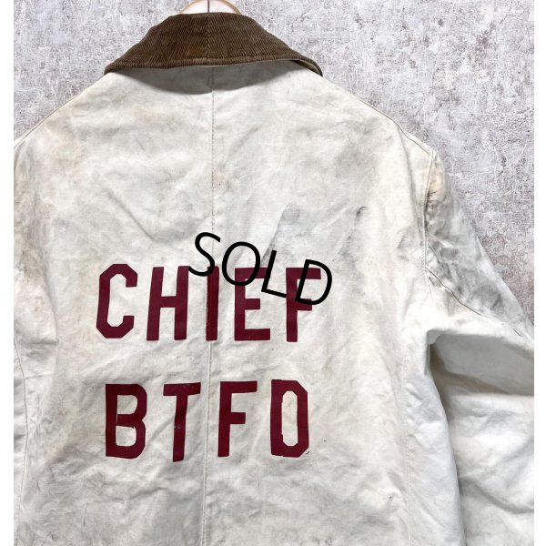 画像5: 70's【ビンテージ】【GLOBE】【白×裏地赤チェック】CHIEF BTFD【ファイヤーマンコート】ジャケット【US42】  