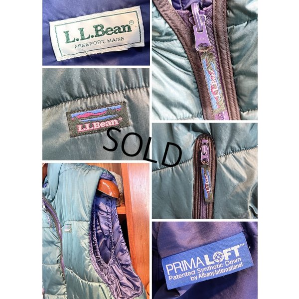 画像2: 80's【ビンテージ】【L.L.bean】【L.L.ビーン】モスグリーンｘ紫 プリマロフト【ダウンベスト】【サイズＭ程度】 