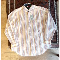 ビンテージ【TOMMY HILFIGER】トミーヒルフィガー【クリームｘ紫ｘ黄】ストライプ【ボタンダウンシャツ】【サイズＭ】 