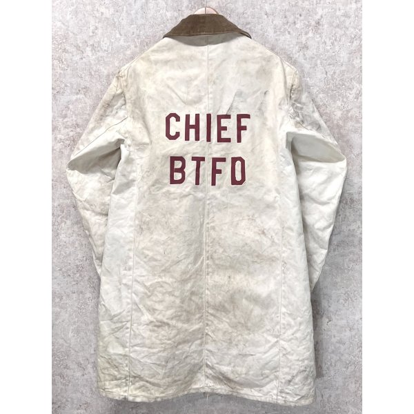 画像4: 70's【ビンテージ】【GLOBE】【白×裏地赤チェック】CHIEF BTFD【ファイヤーマンコート】ジャケット【US42】  