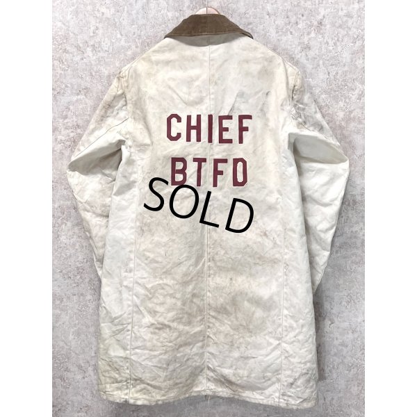 画像4: 70's【ビンテージ】【GLOBE】【白×裏地赤チェック】CHIEF BTFD【ファイヤーマンコート】ジャケット【US42】  