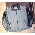 画像1: USA製【ビンテージ】【PINE APPLE】【グレーウール×袖襟レザー】【黒】【ジップアップブルゾン】【ジャケット】【サイズＸＬ】<br> (1)