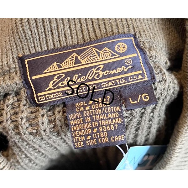 画像2: 【〜90's】【ビンテージ】【エディーバウアー】ODカラー【ヘンリーネックコットンセーター】【サイズＭ】 