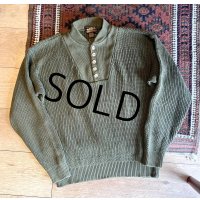 【〜90's】【ビンテージ】【エディーバウアー】ODカラー【ヘンリーネックコットンセーター】【サイズＭ】 