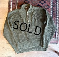 【〜90's】【ビンテージ】【エディーバウアー】ODカラー【ヘンリーネックコットンセーター】【サイズＭ】 