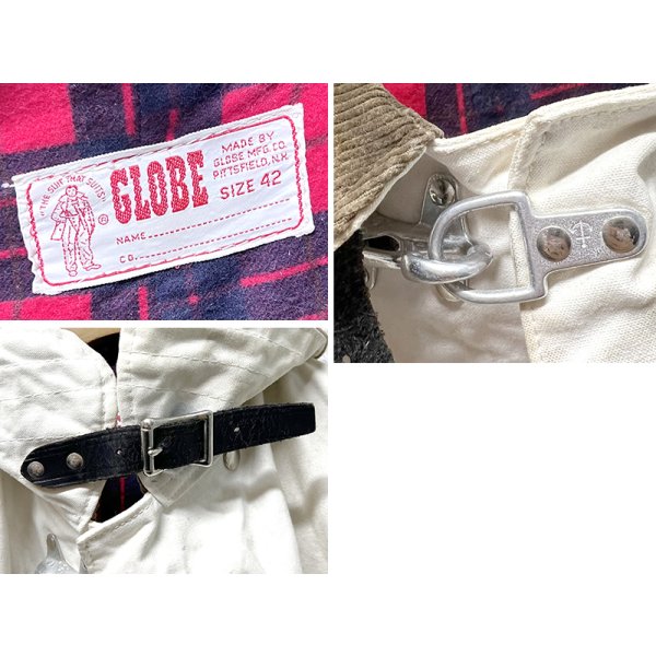 画像2: 70's【ビンテージ】【GLOBE】【白×裏地赤チェック】CHIEF BTFD【ファイヤーマンコート】ジャケット【US42】  
