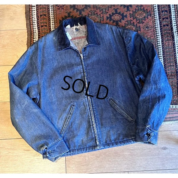 画像1: 【〜70's】【ビンテージ】【ブランケット裏地つき】【デニムブルゾン】カバーオール サイズL程度 
