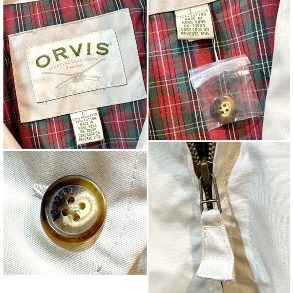 画像3: デッドストック ORVIS【オービス】【ベージュ】裏地赤チェック【ブルゾン】 ジップアップジャケット【サイズL】 