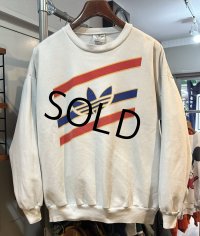 〜90’ｓUSA製【ビンテージ】【アディダス】adidas【トレフォイルロゴ】白【ロゴスウェット】【サイズL】 