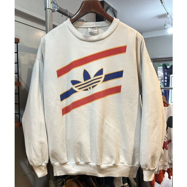 画像1: 〜90’ｓUSA製【ビンテージ】【アディダス】adidas【トレフォイルロゴ】白【ロゴスウェット】【サイズL】 
