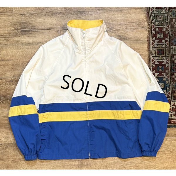 画像2: 【ビンテージ】【HAGGAR】【ハガー】白ｘ青ｘ黄【ライン】ナイロンブルゾン【ＸＬ程度】 
